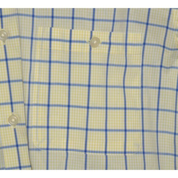 Orvis Plaid Button-Down Shirt Yellow Blue Long Sleeve Cotton Spandex Men's L - Picture 5 of 10
